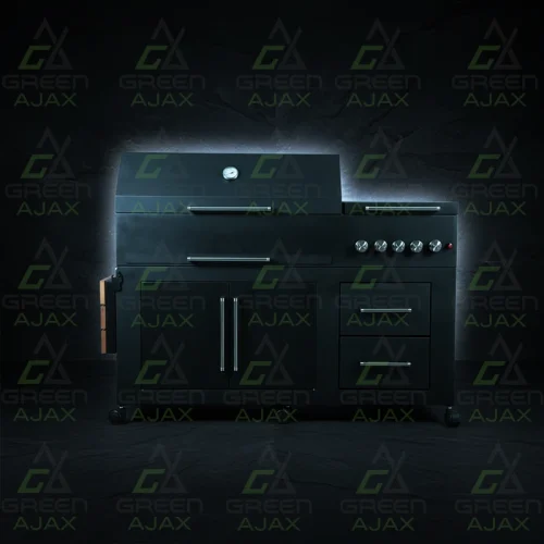 باربیکیو گازی مشکی با اجاق گاز و سرخ‌کن مدل BRC-140
